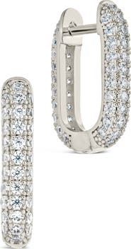 Sterling Forever Mara Cubic Zirconia Hoop Earrings
