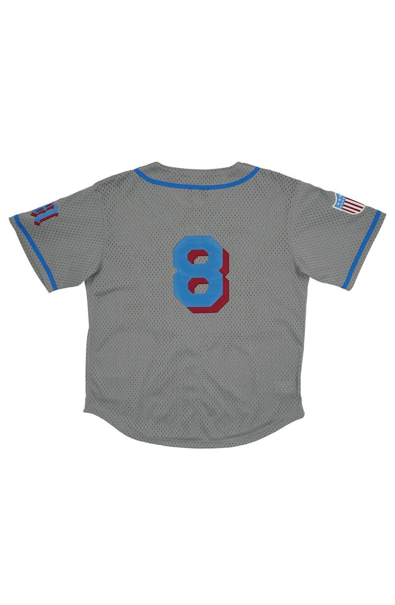 RINGS & CRWNS Men's Rings & Crwns #8 Gray Miami Giants Mesh Button-Down Replica Jersey, Alternate, color, Gray