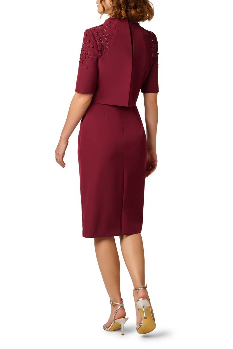 Cutout Stretch Crepe Popover Sheath Dress, Alternate, color, MAHOGANY