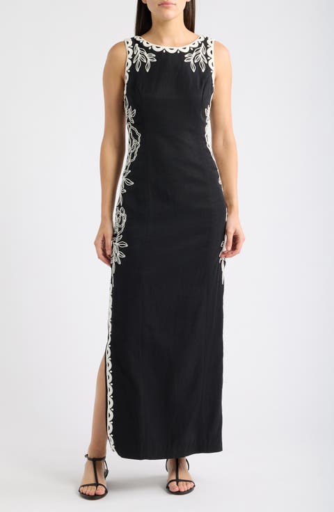 Messina Embellished Cotton Blend Sheath Dress