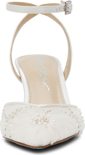 Delia Beaded Mesh Ankle Strap Pump