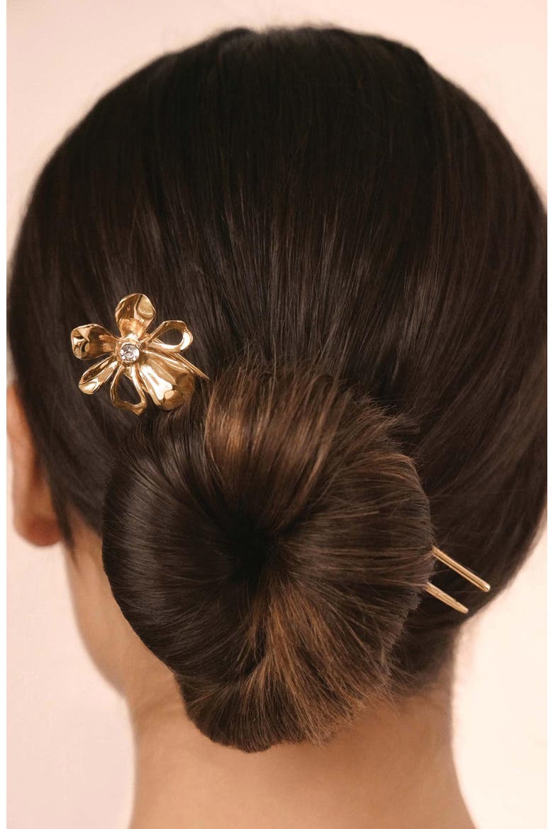 Petals Hair Pin, Alternate, color, GOLD