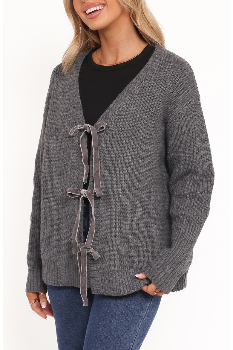 Hammond Tie Front Cardigan, Alternate, color, GREY