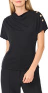 Halogen® Asymmetrical Gathered Shoulder Top