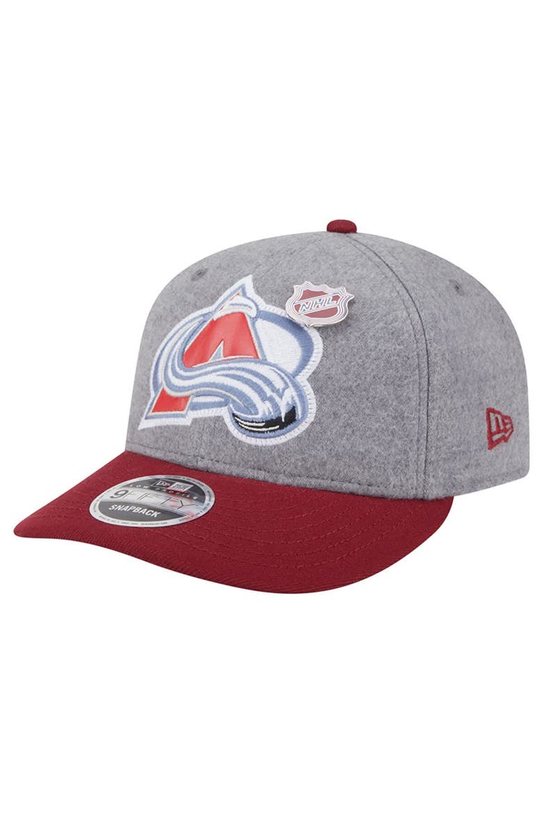 Men's New Era  Gray/Burgundy Colorado Avalanche Wool Pin Low Profile 9FIFTY Snapback Hat, Alternate, color, Gray