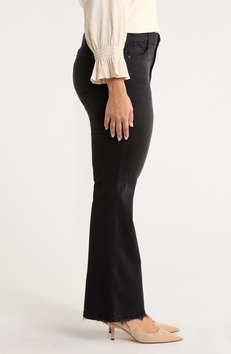 Wit & Wisdom Madison High Waist Distressed Hem Itty Bitty Bootcut Jeans, Alternate, color, Washed Black