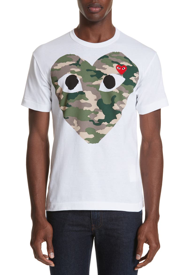 Camo Big Heart Graphic Tee, Main, color, WHITE 1