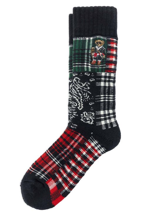 Patchwork Polo Bear Crew Socks
