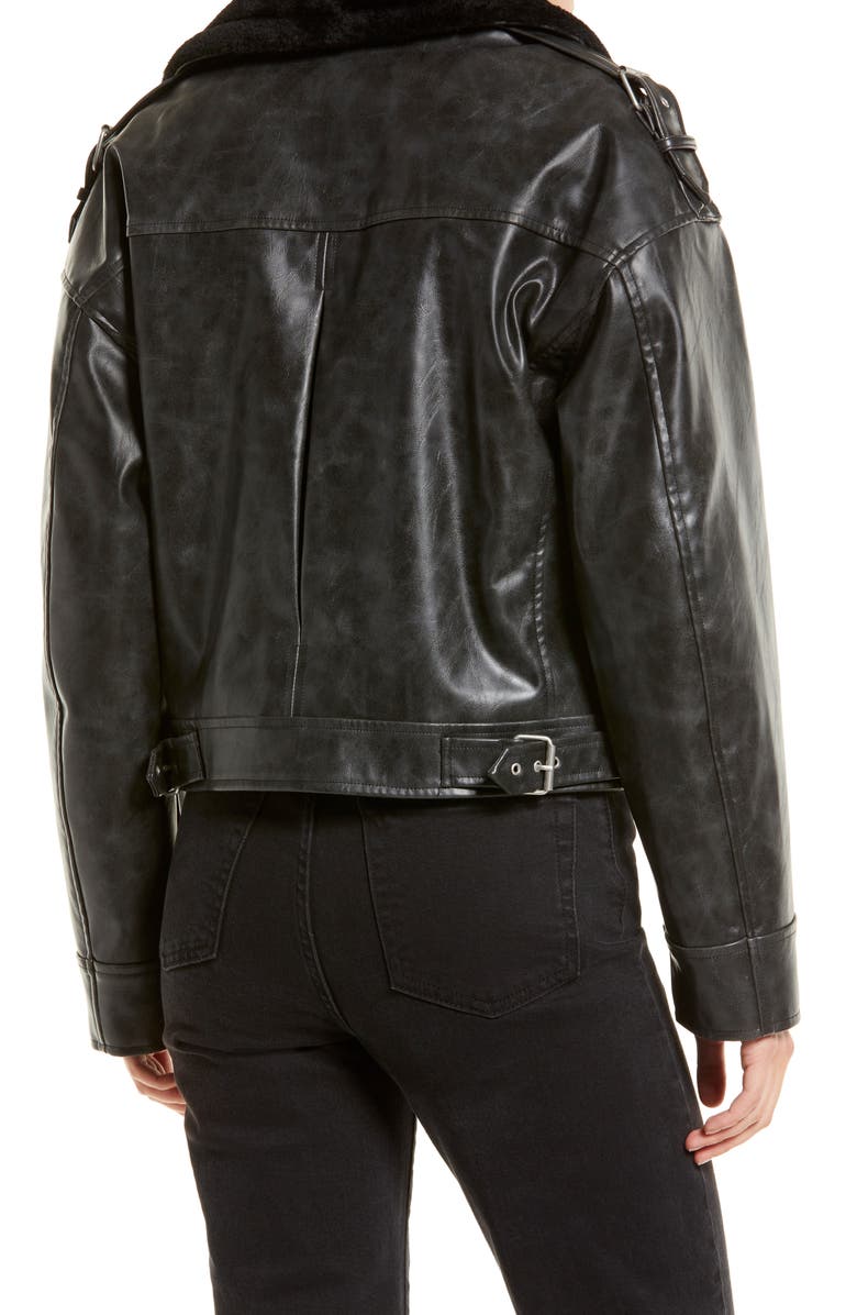 Avec Les Filles Faux Shearling Moto Jacket, Alternate, color,