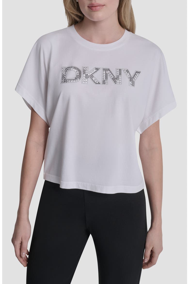 Bling Logo Cotton Blend Graphic T-Shirt, Main, color, WHITE