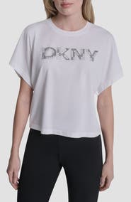 DKNY Bling Logo Cotton Blend Graphic T-Shirt