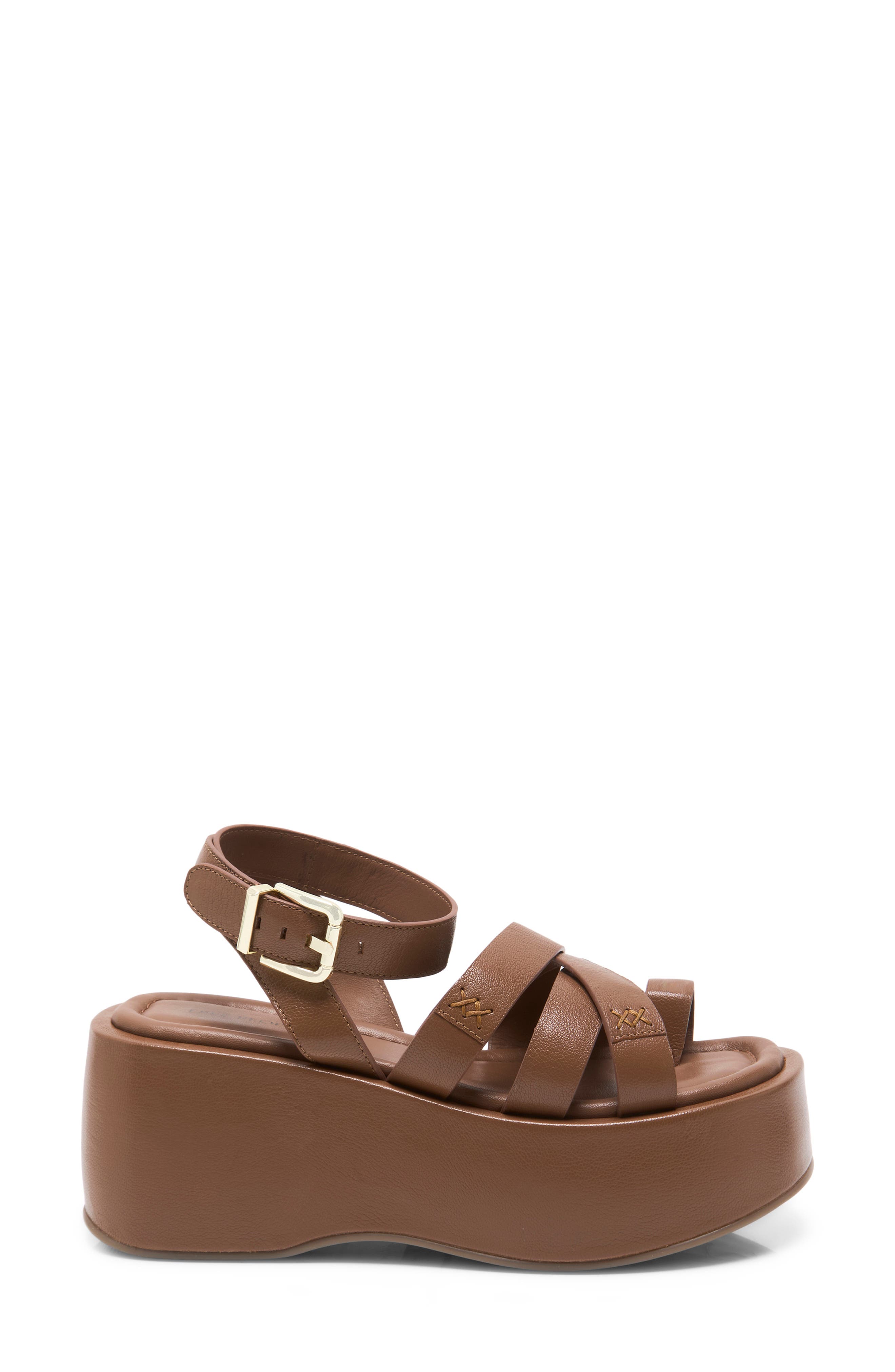 Hazel Platform Sandal, Alternate, color, LATTE LEATHER
