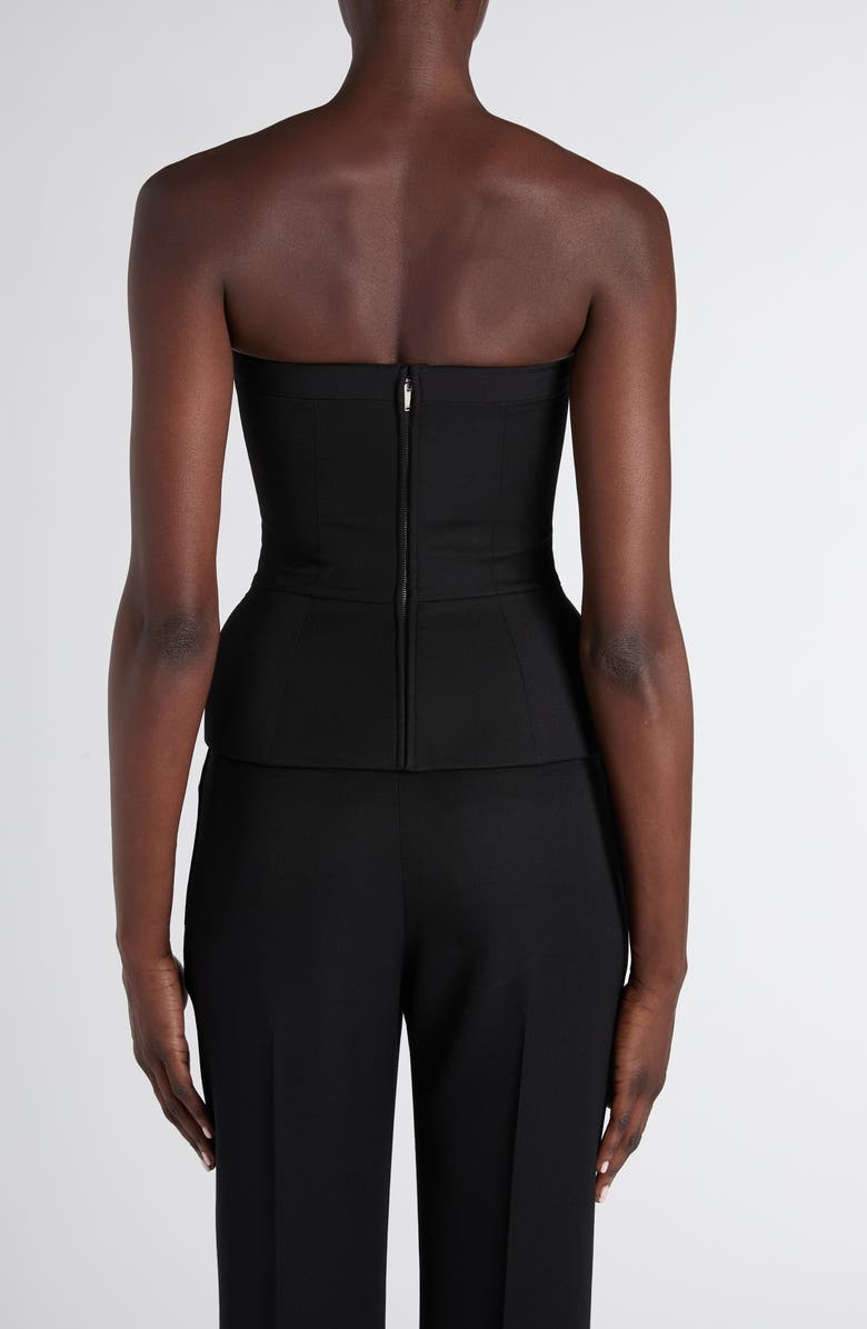 McQueen Embroidered Structured Wool Peplum Corset, Alternate, color, Black