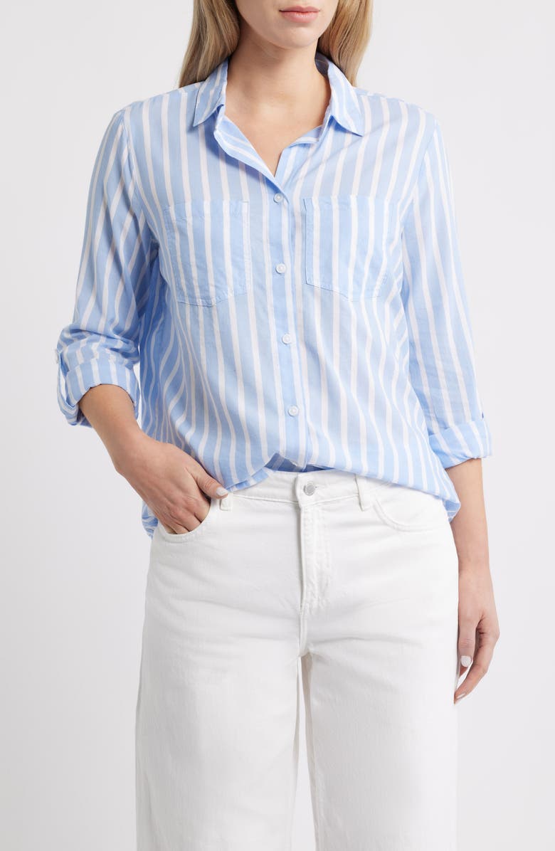 beachlunchlounge Annalisa Stripe Shirt, Main, color, Shoreline