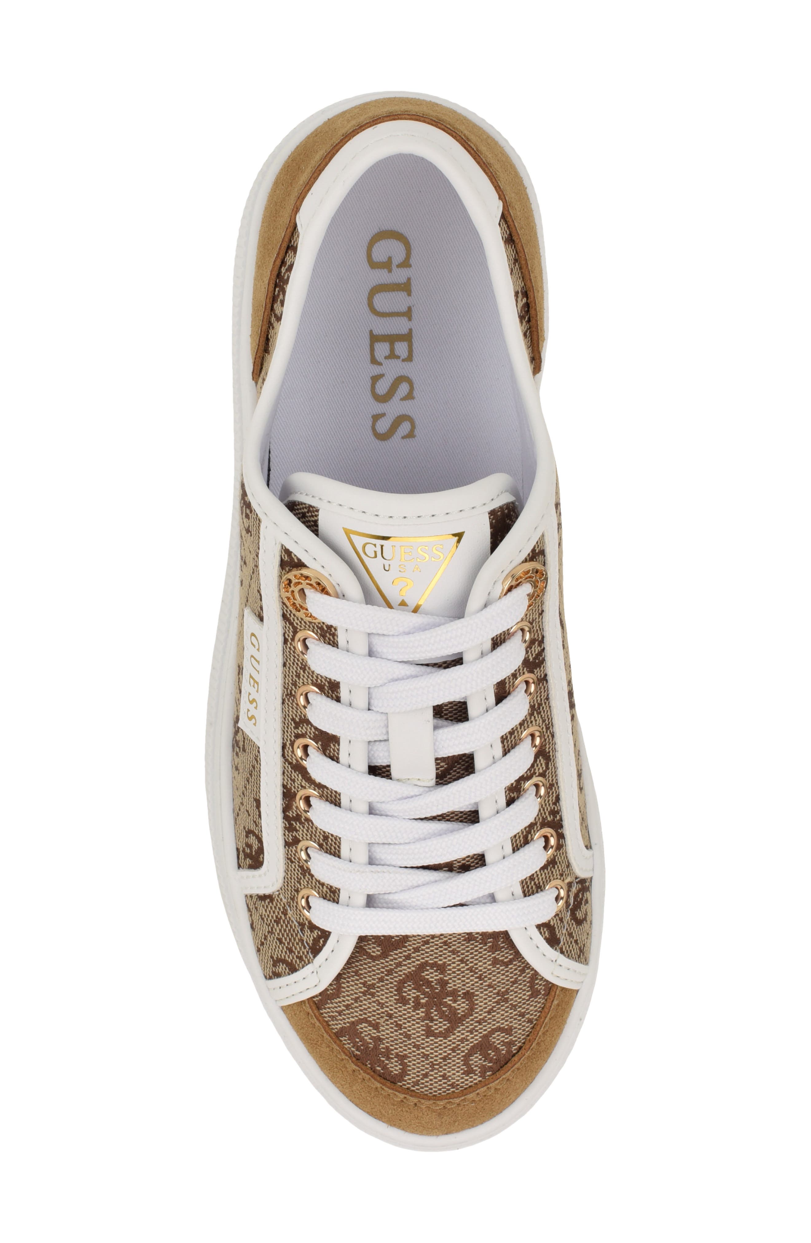 GUESS Sandie Low Top Canvas Sneaker, Alternate, color, Medium Brown