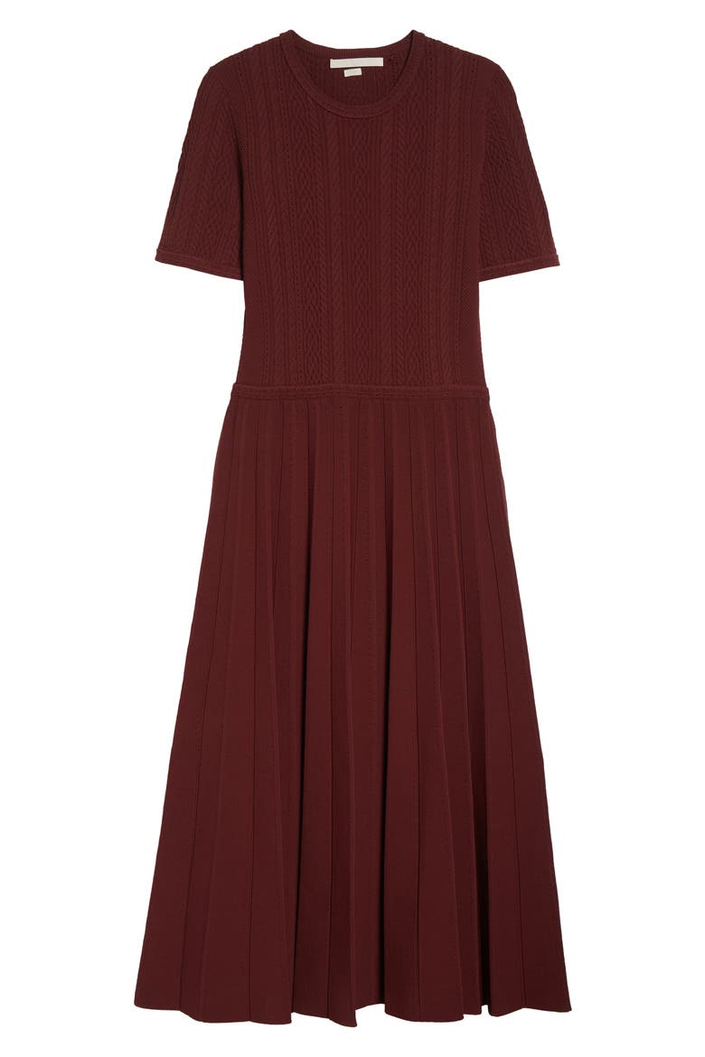 Cable Stitched Knit Midi Dress, Alternate, color, MEDJOOL