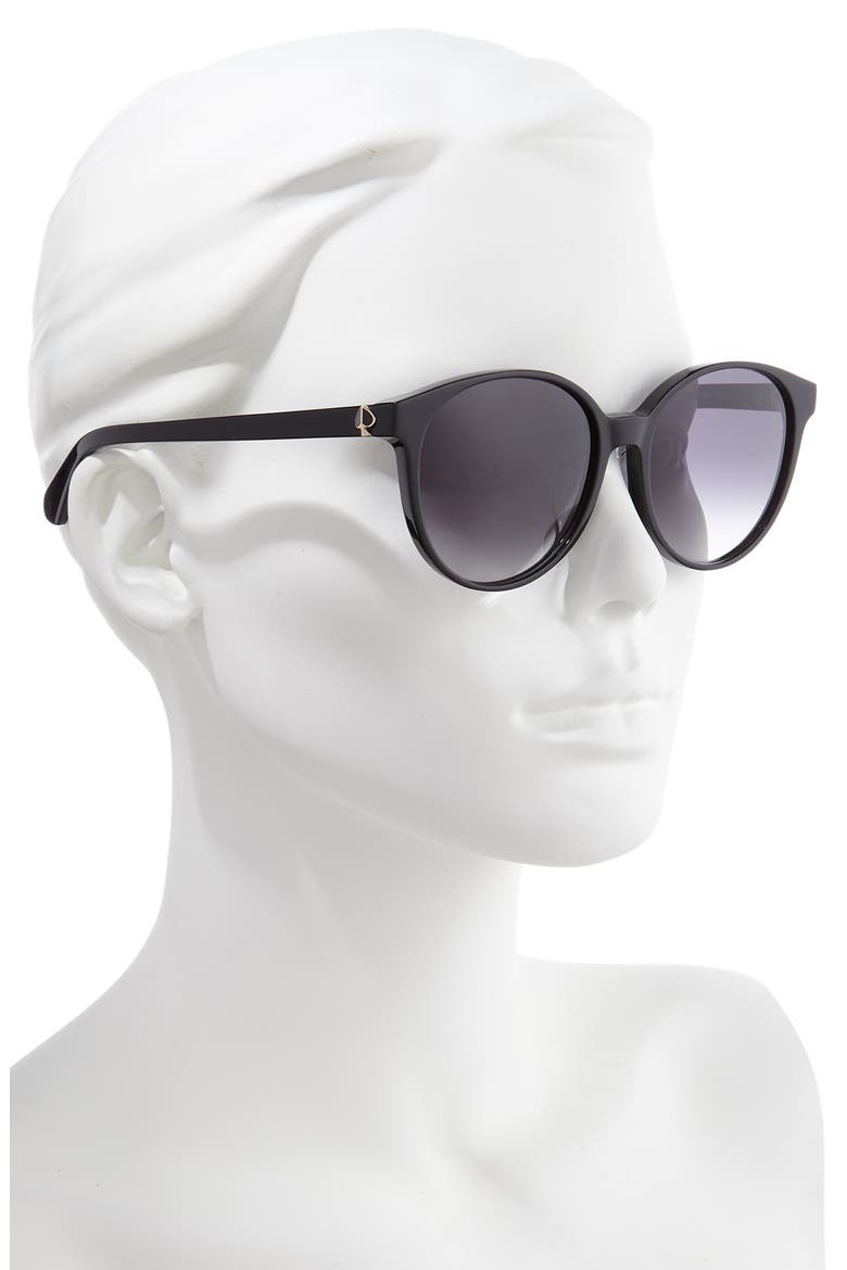 eliza 55mm round sunglasses, Alternate, color, BLACK/ DARK GREY