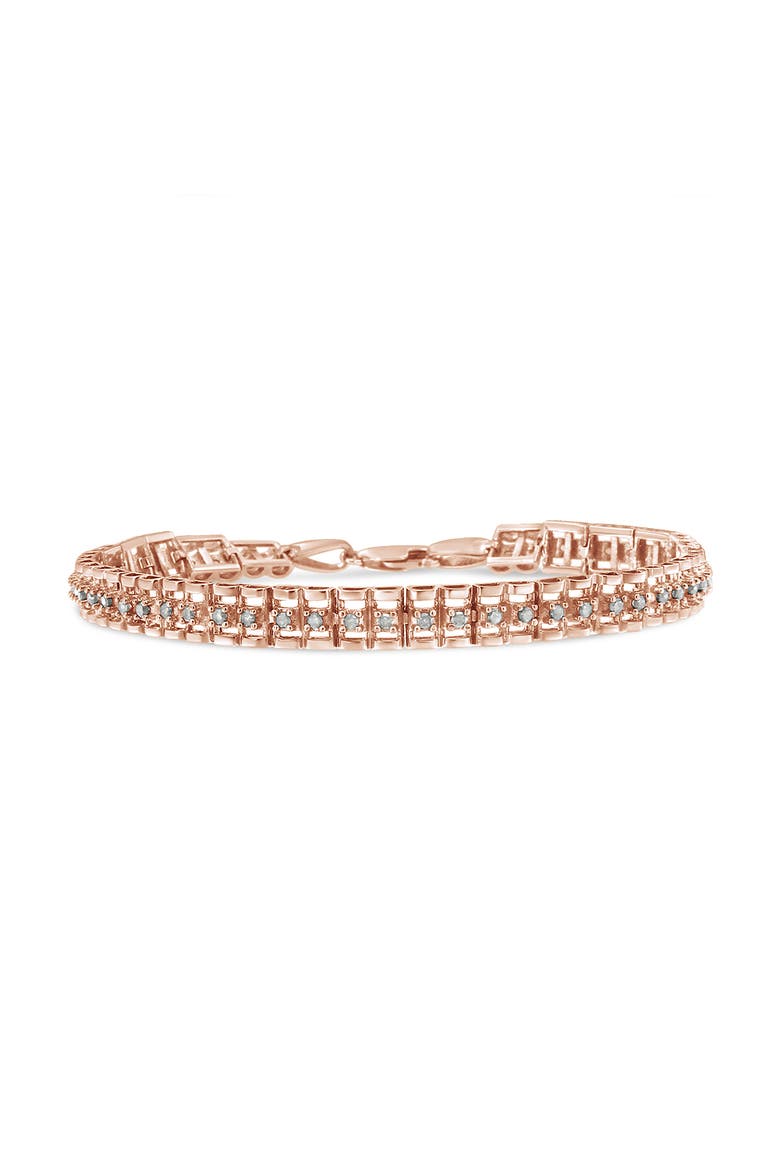 Silver 2.0 Cttw Diamond Double-Link Tennis Bracelet, Main, color, Rose Gold over Silver