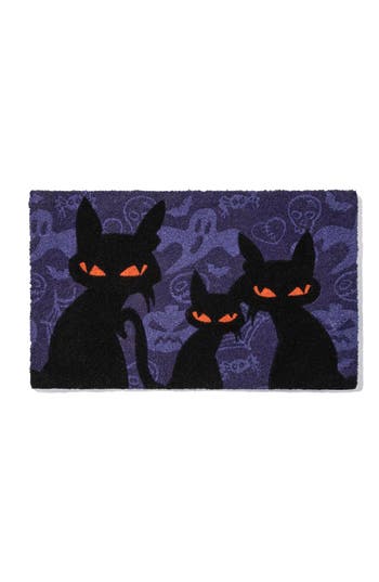 Entryways Spooky Cats Coir Doormat In Black