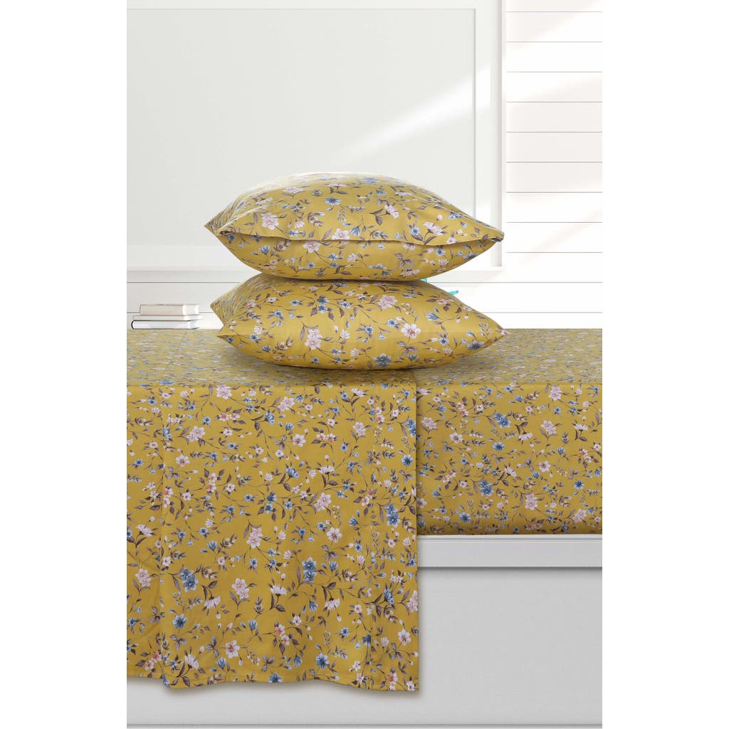 Azores Home 300 Thread Count Organic Cotton Sheet Set In Yellow