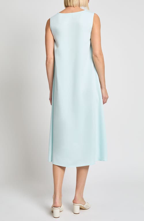 Misook Modern Fit Floral Embroidery Midi Dress In Aquatic/aegean Blue Multi