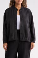 Eileen Fisher Pinstriped Stand Collar Jacket