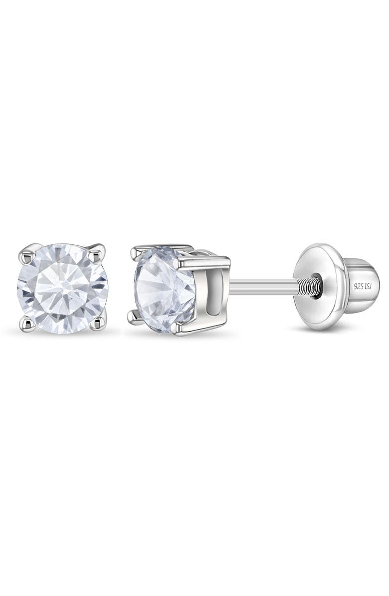 In Season Jewelry Classic Round Solitaire Earrings, Main, color, April
