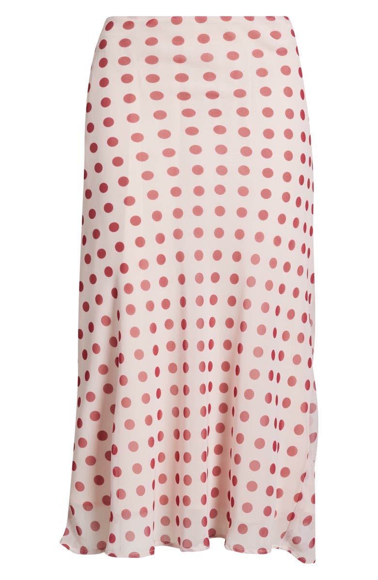 Bella Venice The Lawson Polka Dot Chiffon Midi Skirt, Alternate, color, Red And White Dot
