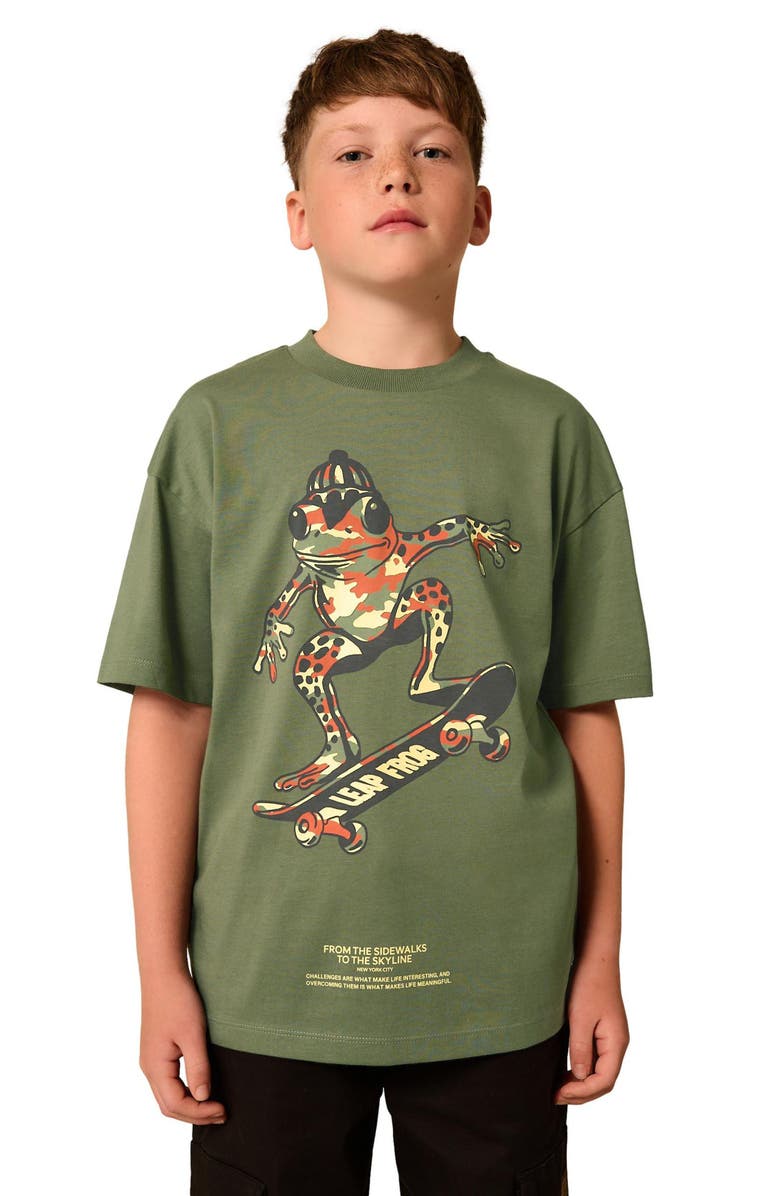 NEXT Kids' Skater Frog Cotton Graphic T-Shirt, Alternate, color, Green