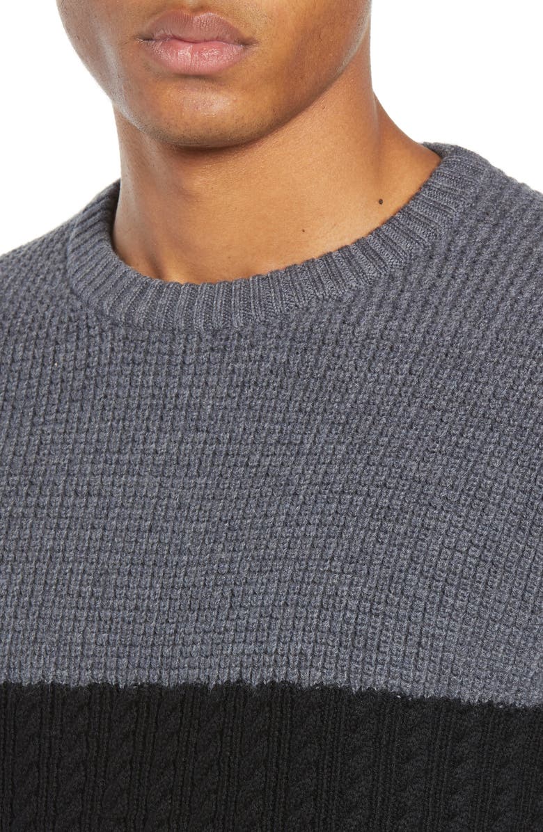 Nordstrom Signature Block Merino Wool Cable Knit Sweater, Alternate, color, 