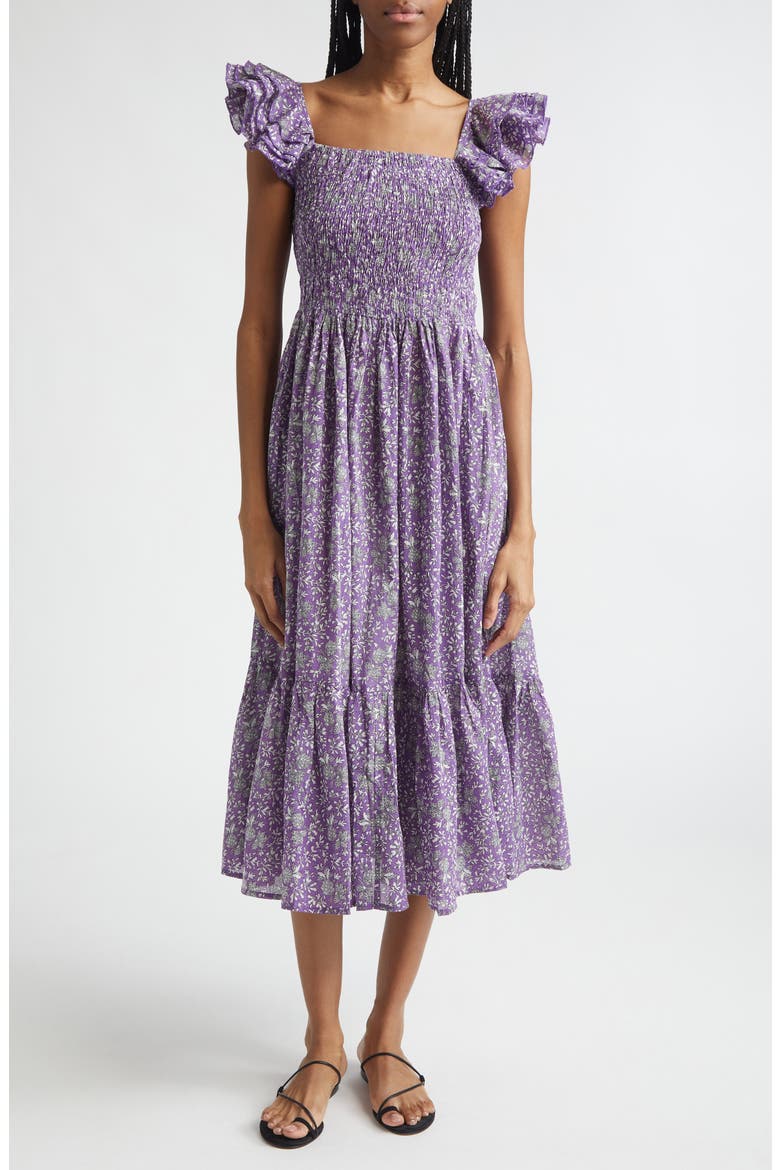 Olympia Smocked Midi Dress, Main, color, PROVENCE FLORAL