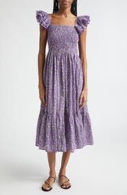 MILLE Olympia Smocked Midi Dress