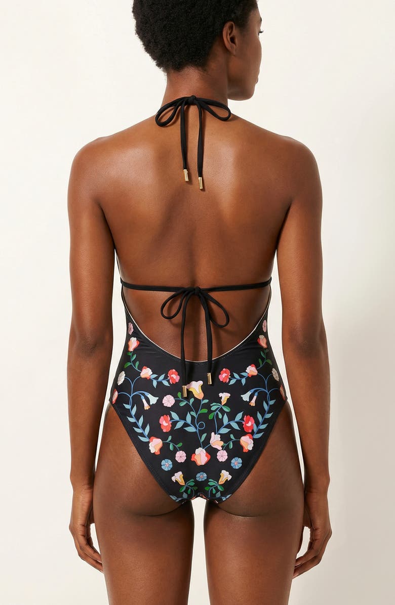 Jessie Zhao New York Noir Bloom Reversible One Piece Swimsuit, Alternate, color, Black