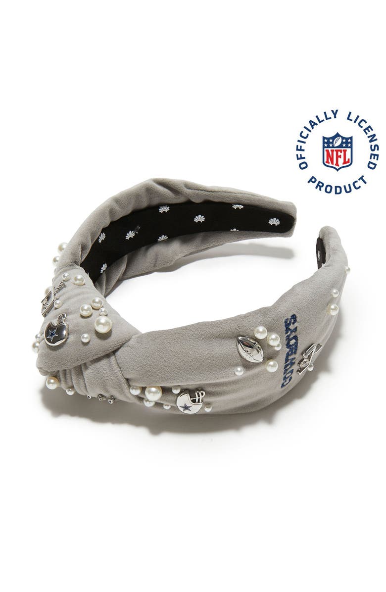 Lele Sadoughi Dallas Cowboys Embellished Knotted Headband, Main, color, Grey 020