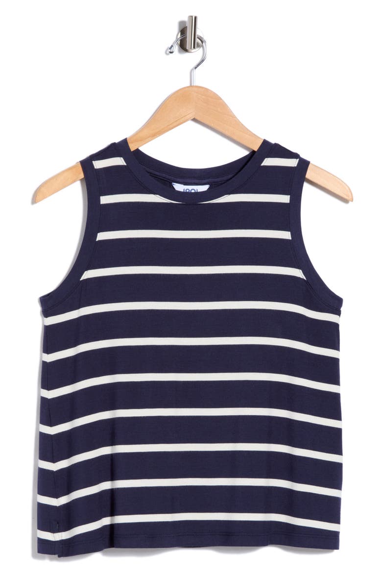 Crewneck Easy Tank, Main, color, NAVY- IVORY TILLY STRIPE