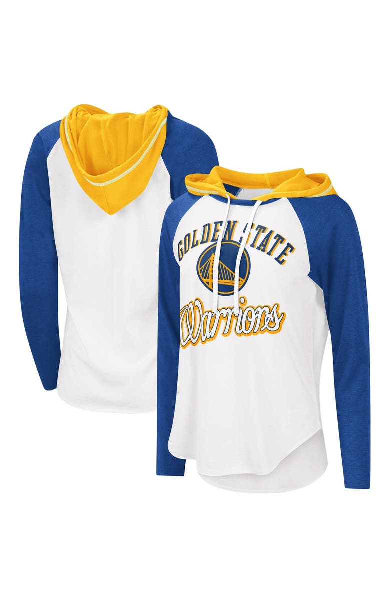 G-III 4HER BY CARL BANKS Women's G-III 4Her by Carl Banks White Golden State Warriors MVP Raglan Hoodie Long Sleeve T-Shirt, Alternate, color, 