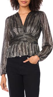 Parker V-Neck Long Sleeve Sequin Top