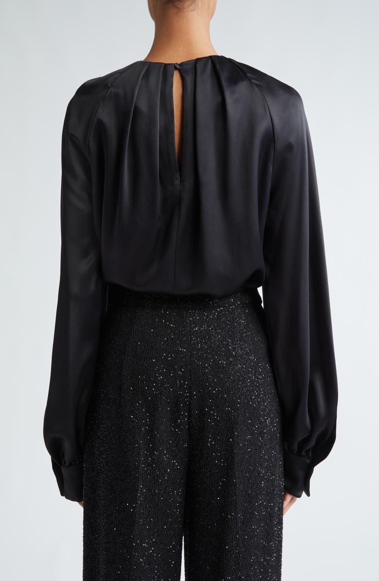 Max Mara Key Twist Detail Draped Silk Satin Top, Alternate, color, 