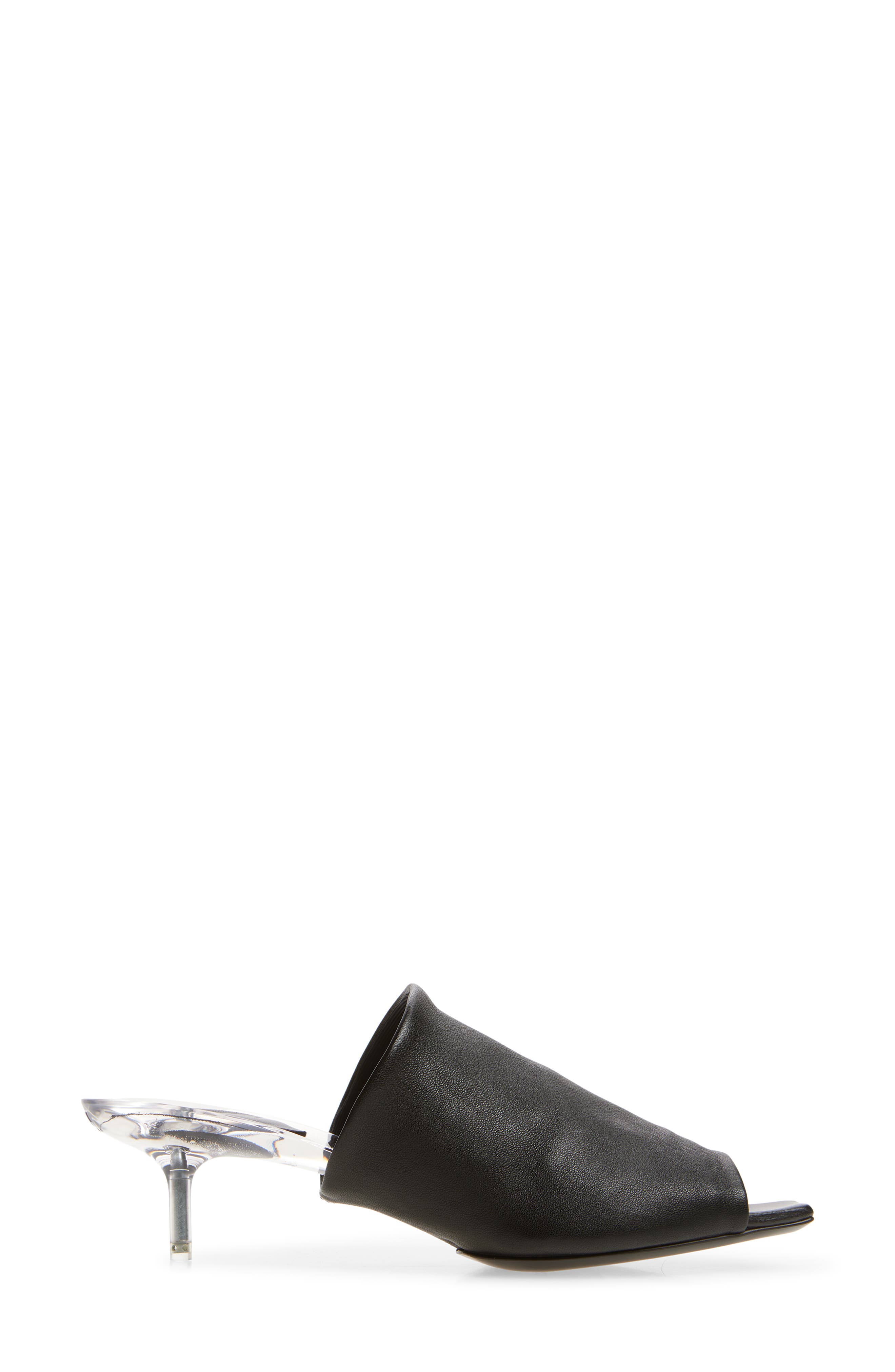 Courrèges Transparent Sole Leather Slide Sandal, Alternate, color, Black