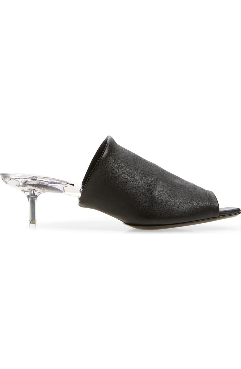 Courrèges Transparent Sole Leather Slide Sandal, Alternate, color, Black