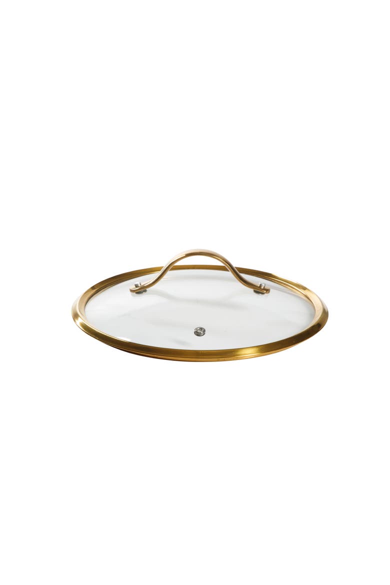 8 Quart Stock Pot with Lid, PFAS-Free Ceramic Nonstick Dutch Oven, Heavy Duty Aluminum, Alternate, color, Linen White with Gold Handle