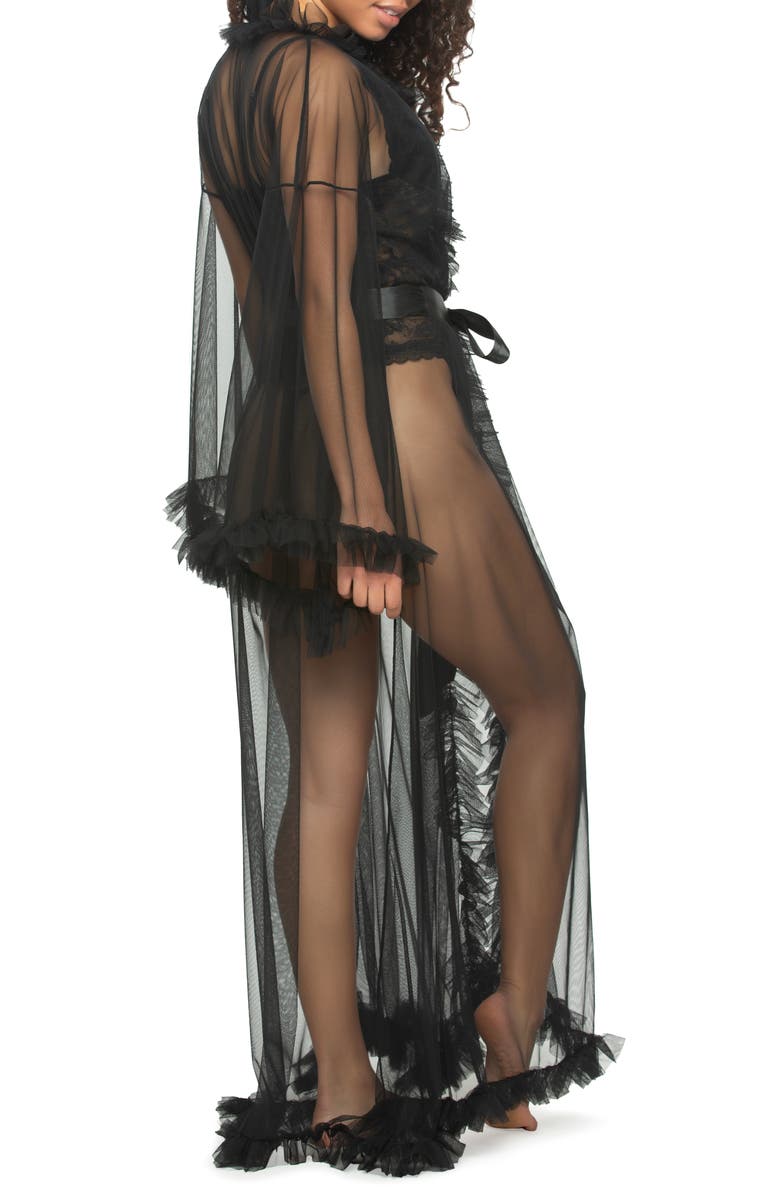 Black Bow Veil Sheer Robe, Alternate, color, Black