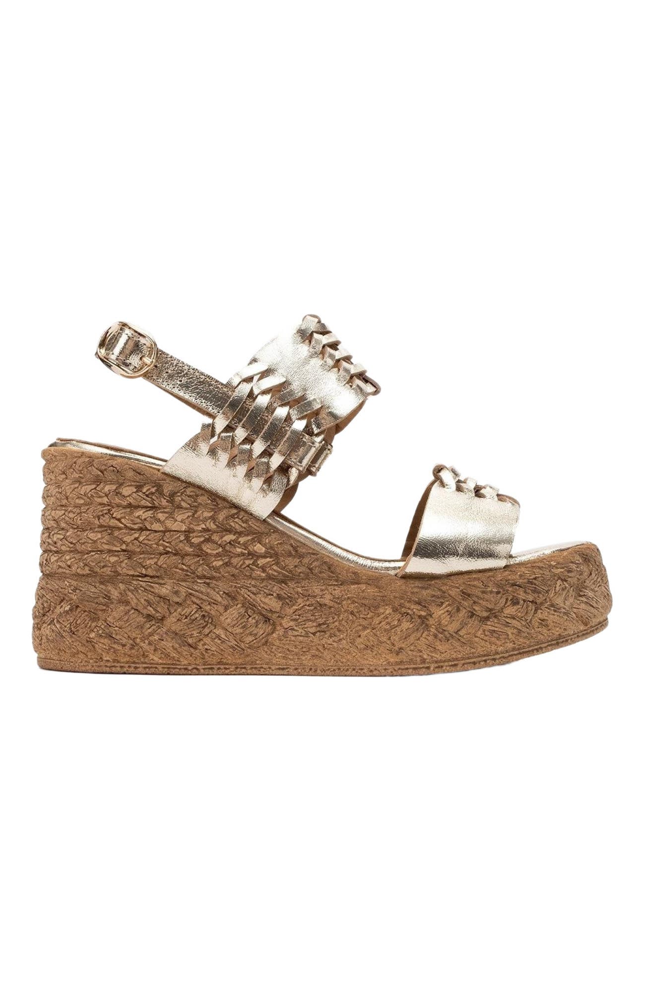 Forever & Always Shoes Olien Suede Leather Platform Espadrilles, Alternate, color, Gold Leather