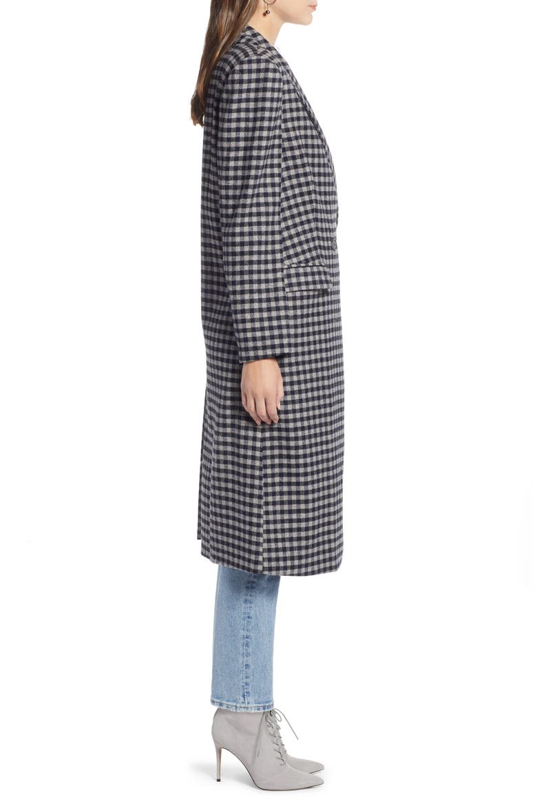 Double Breasted Topper (Nordstrom Exclusive), Alternate, color, NAVY CRISS CROSS HOUNDSTOOTH