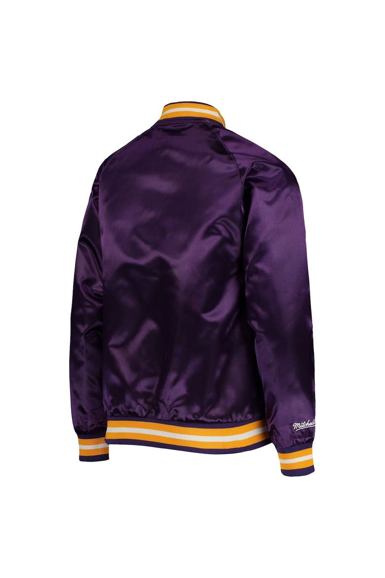 Youth Mitchell & Ness Purple Los Angeles Lakers Hardwood Classics Satin Raglan Full-Snap Jacket, Alternate, color, PURPLE