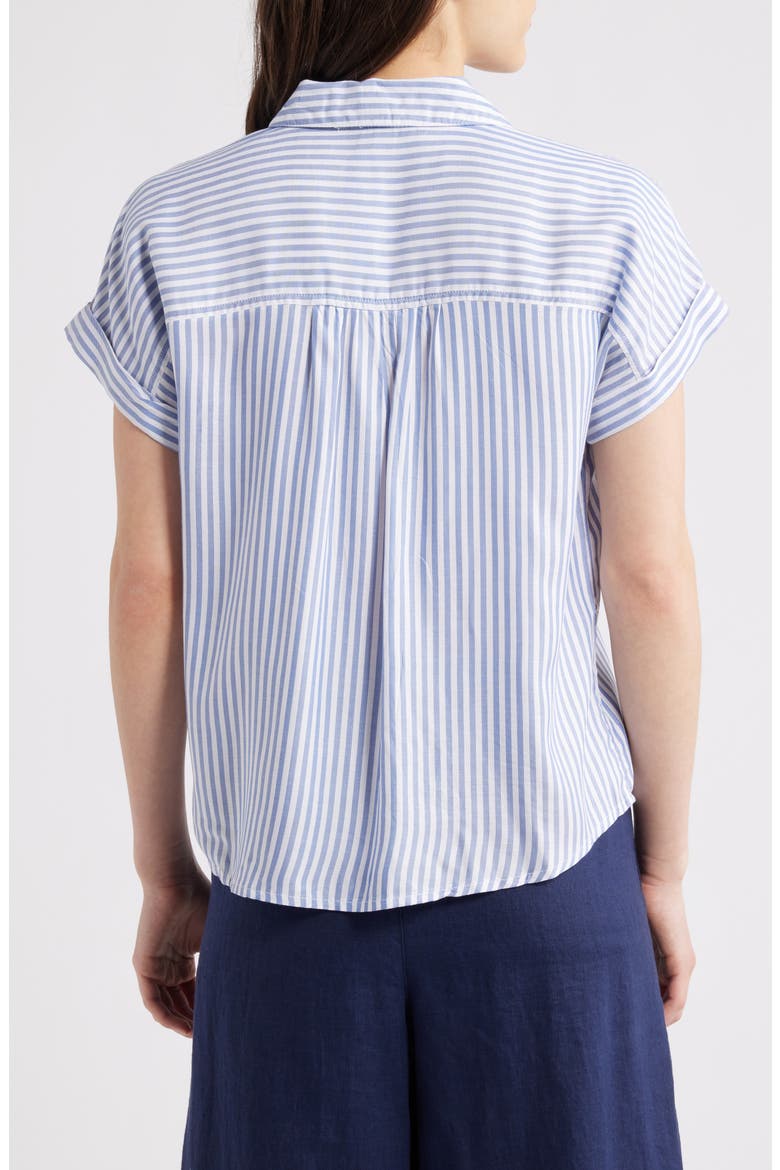 Kaiana Stripe Short Sleeve Button-Up Shirt, Alternate, color, CAPE BLUE