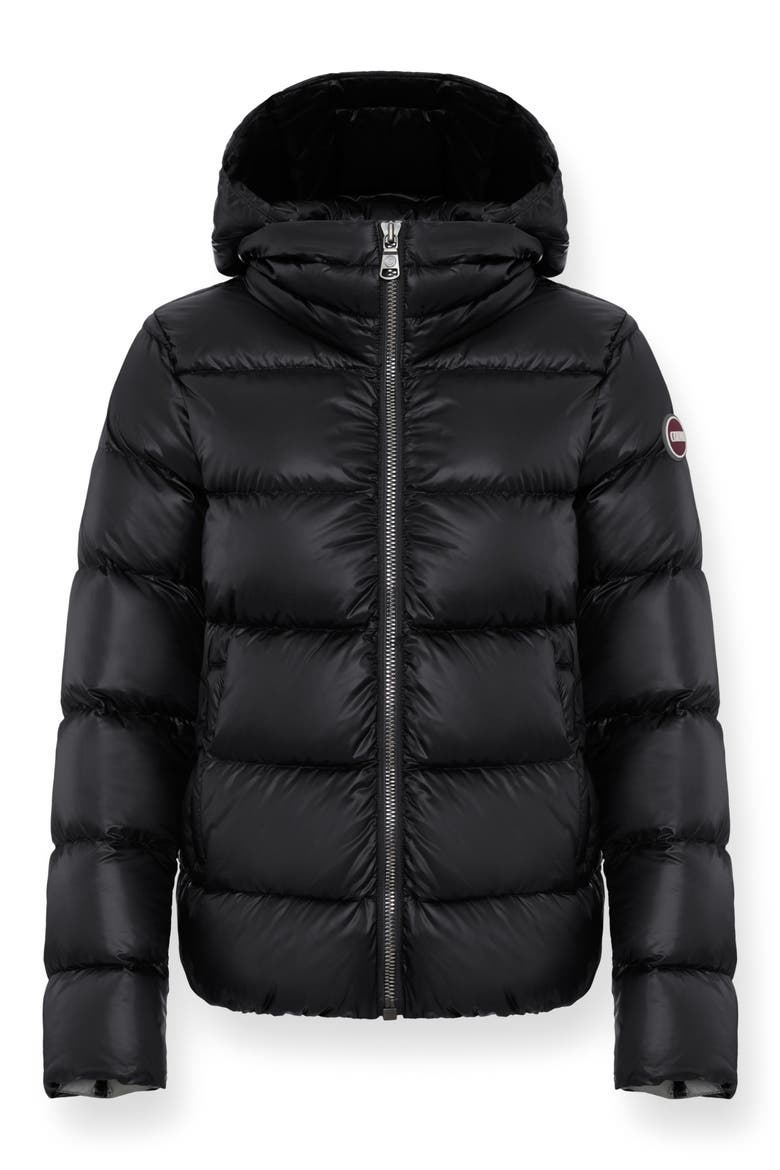 Hooded Down Puffer Jacket, Main, color, BLACK-DARK STEEL
