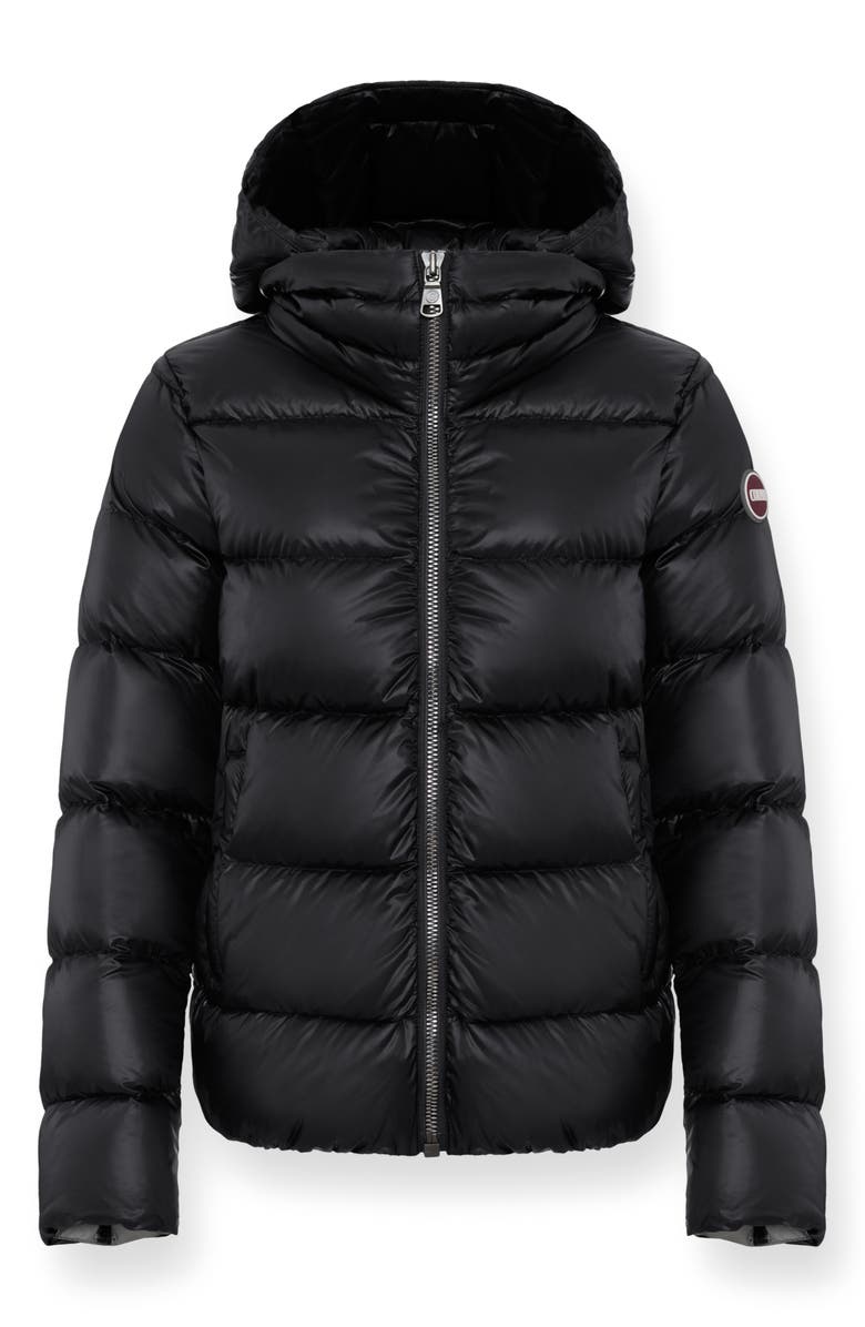 COLMAR Hooded Down Puffer Jacket, Main, color, Black-Dark Steel