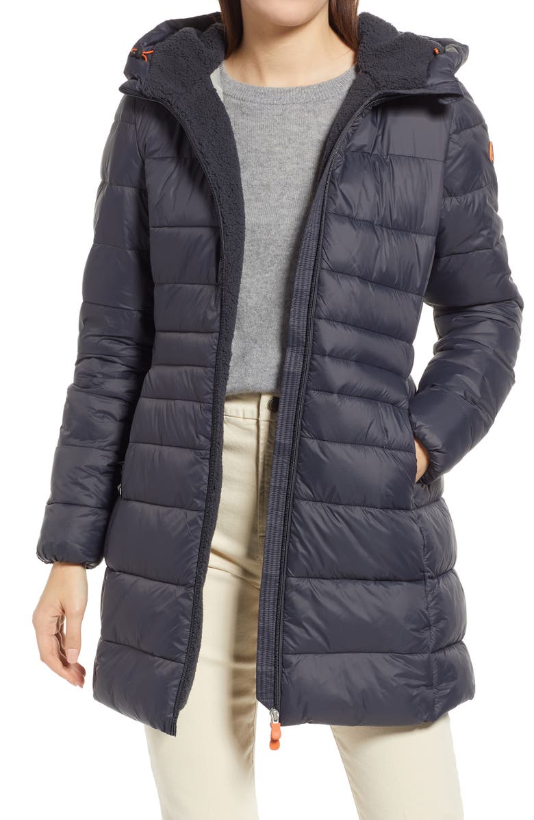 Save The Duck Raven Waterproof Faux Fur Trim Puffer Jacket, Alternate, color, 10017 Grey Black