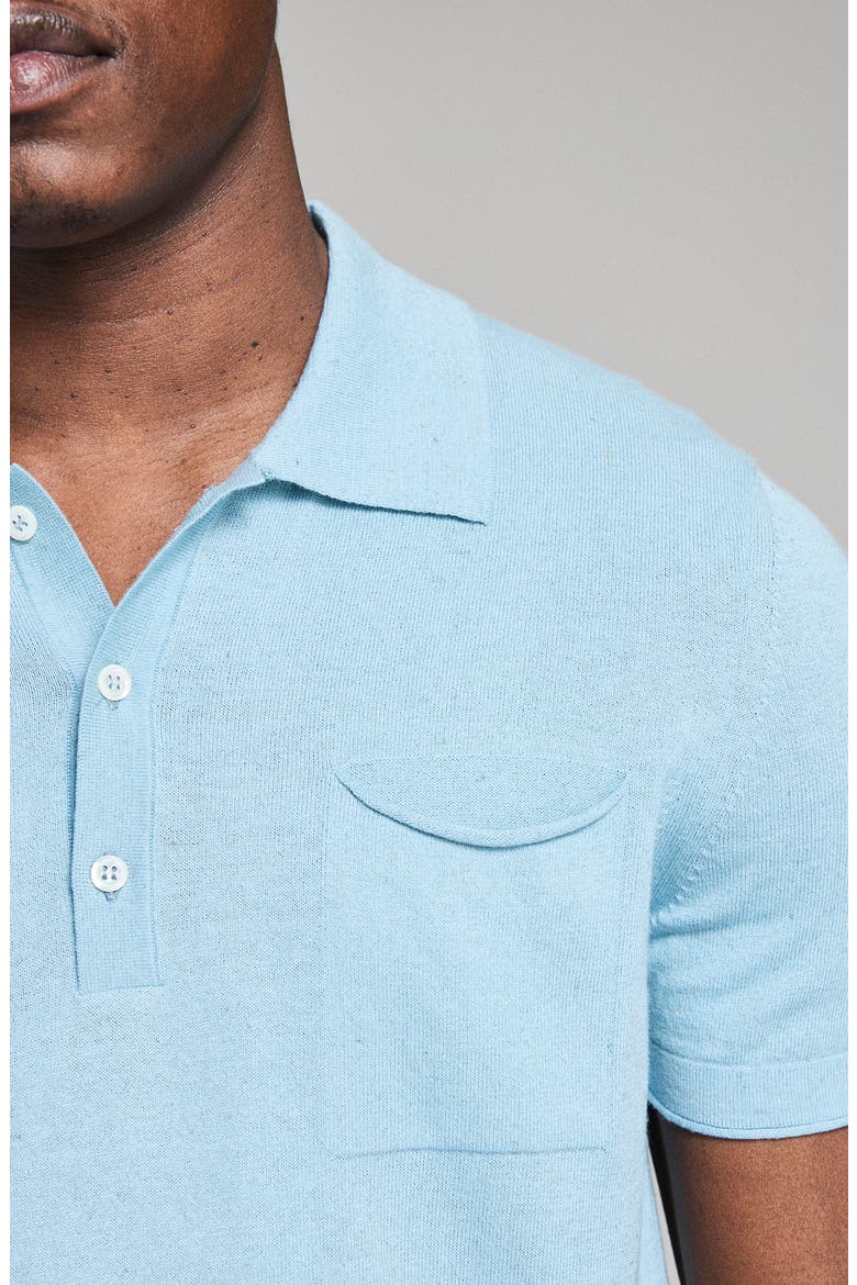 Cotton & Linen Blend Polo, Alternate, color, SKY BLUE